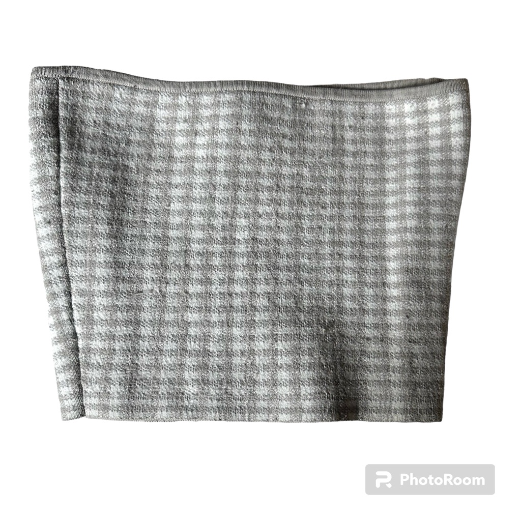 Babaton Aritizia Gray Plaid Sculpt Knit Tube Top Size Xs